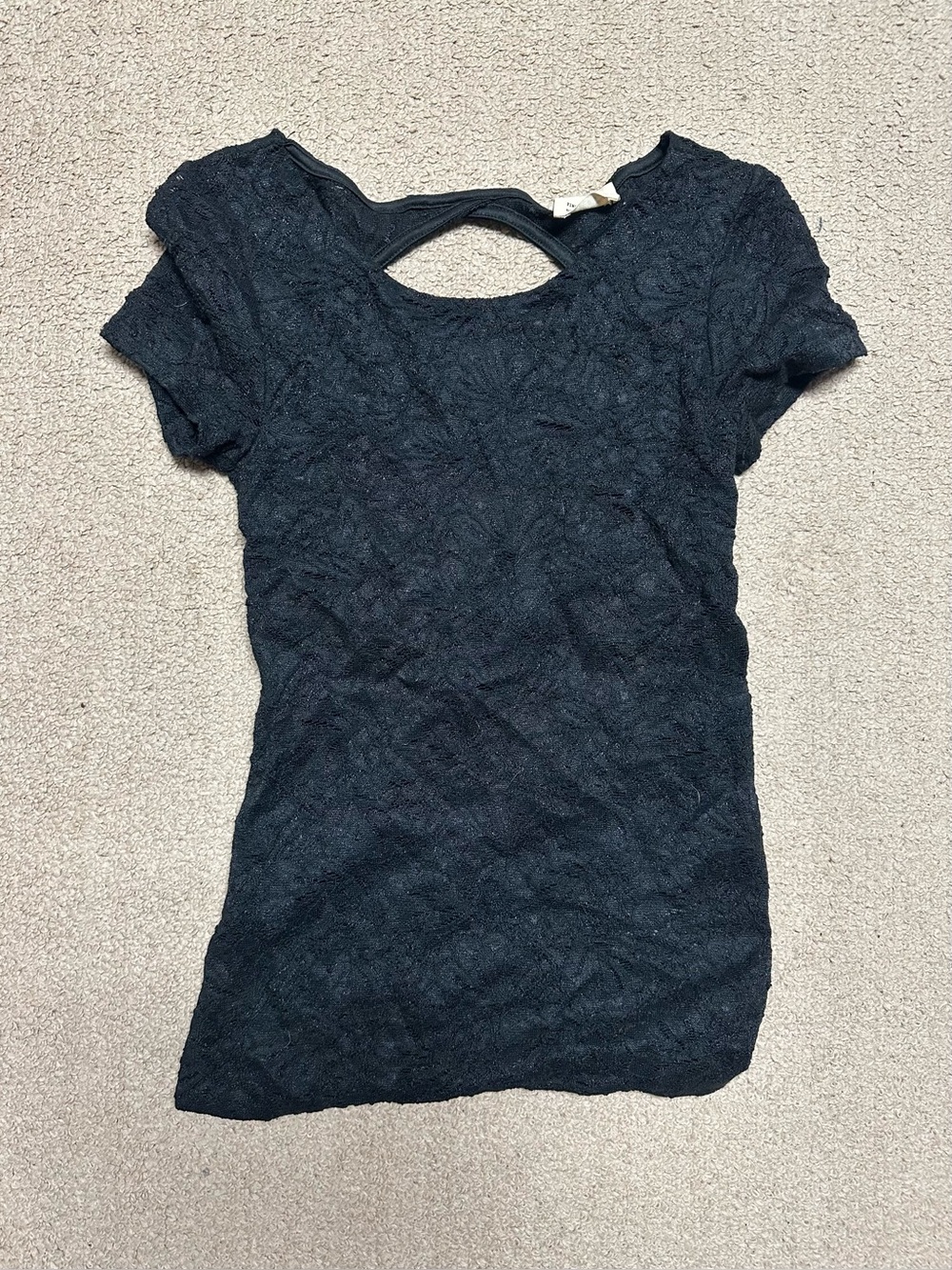 Pins & Needles Black Lace Short Sleeve Top with Back Cutout